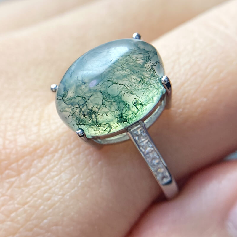 Thalassa Nature Moss Agate Statement Ring