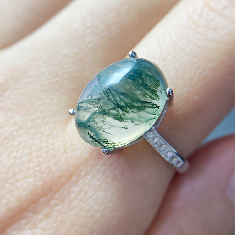 Thalassa Nature Moss Agate Statement Ring