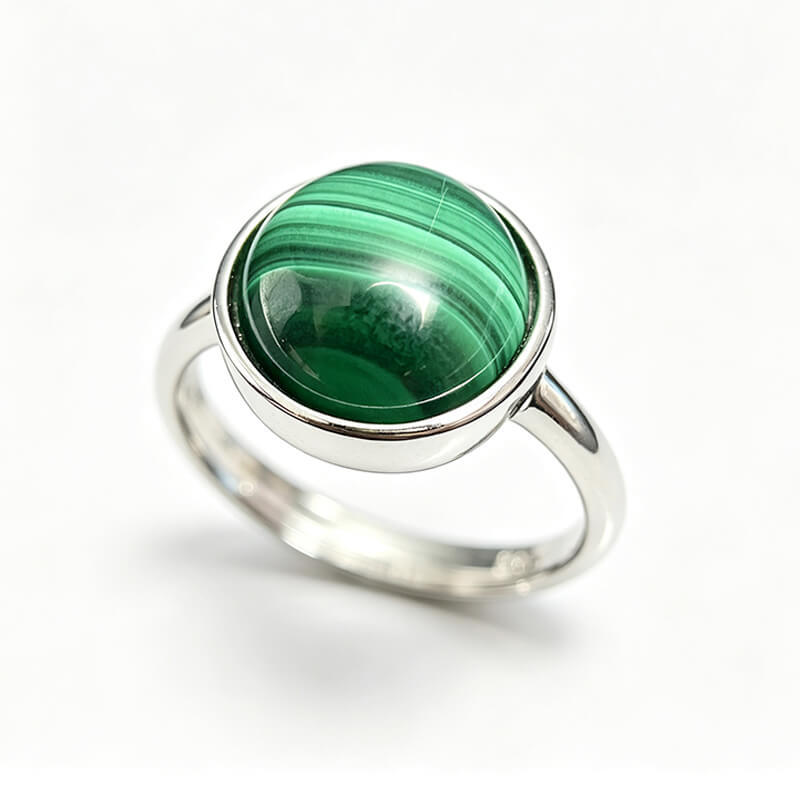 Seraphina Bezel Malachite Silver Ring