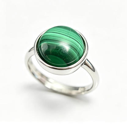 Seraphina Bezel Malachite Silver Ring