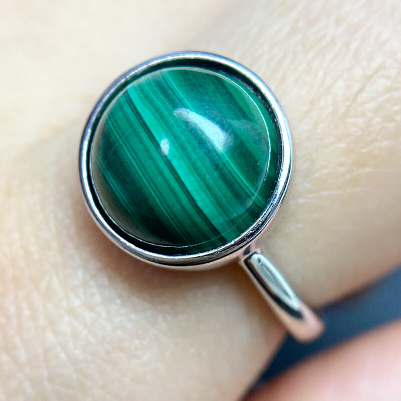 Seraphina Bezel Malachite Silver Ring