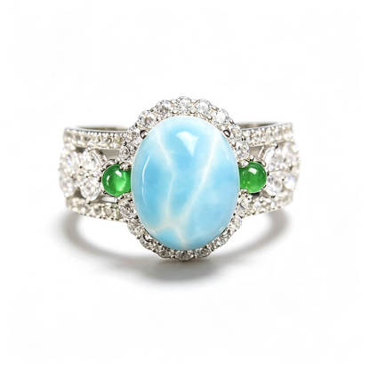 Carina Hollow Larimar Halo Silver Ring