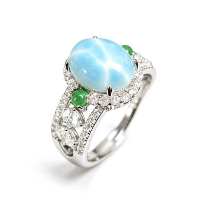 Carina Hollow Larimar Halo Silver Ring
