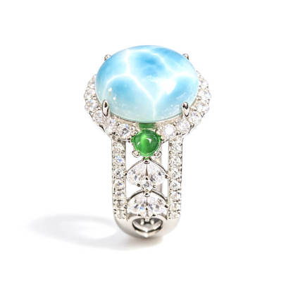 Carina Hollow Larimar Halo Silver Ring