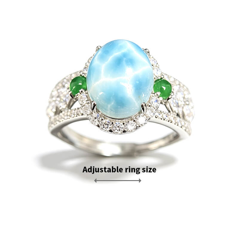 Carina Hollow Larimar Halo Silver Ring