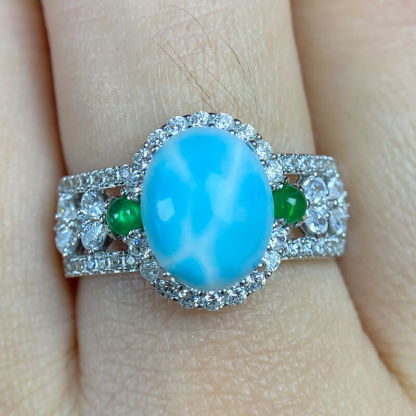 Carina Hollow Larimar Halo Silver Ring