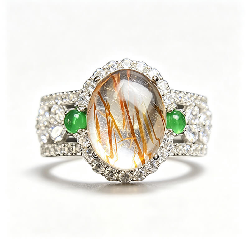 Aurora Hollow Super Seven Halo Silver Ring