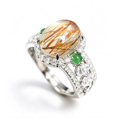 Aurora Hollow Super Seven Halo Silver Ring