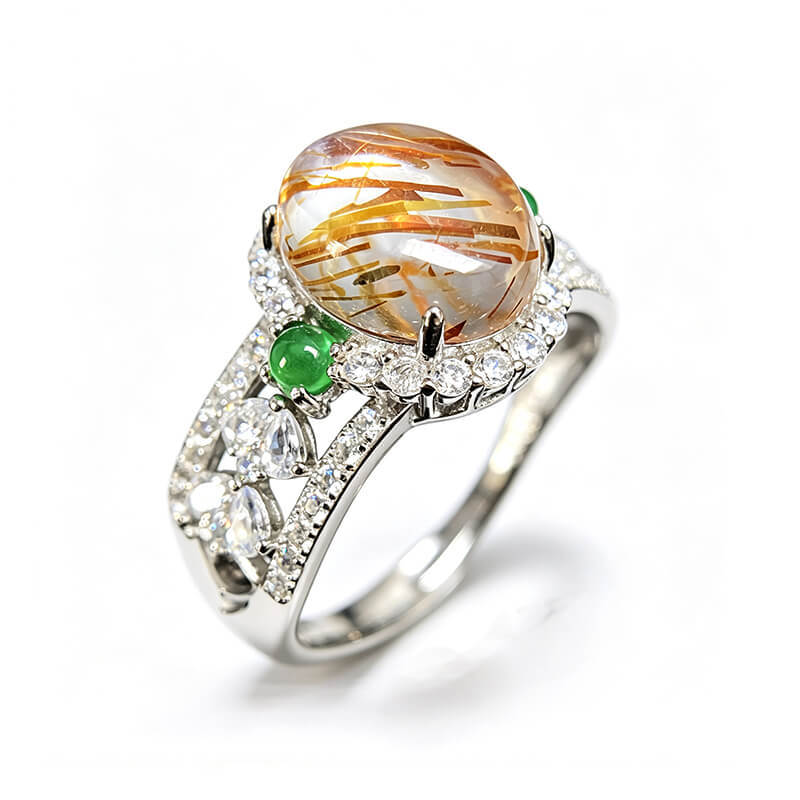 Aurora Hollow Super Seven Halo Silver Ring