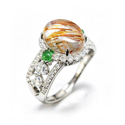 Aurora Hollow Super Seven Halo Silver Ring