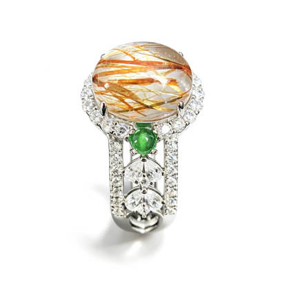 Aurora Hollow Super Seven Halo Silver Ring