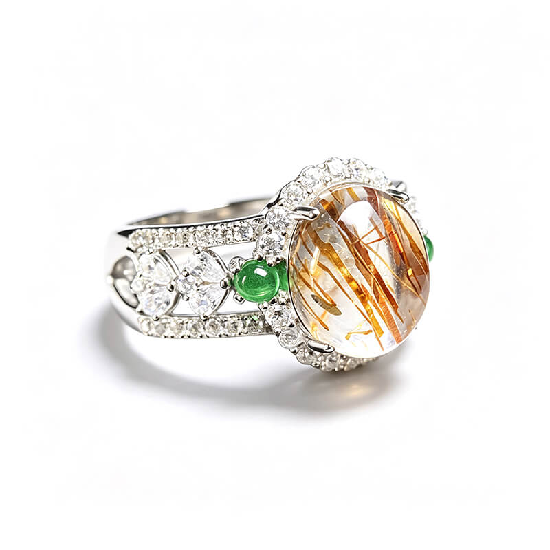 Aurora Hollow Super Seven Halo Silver Ring