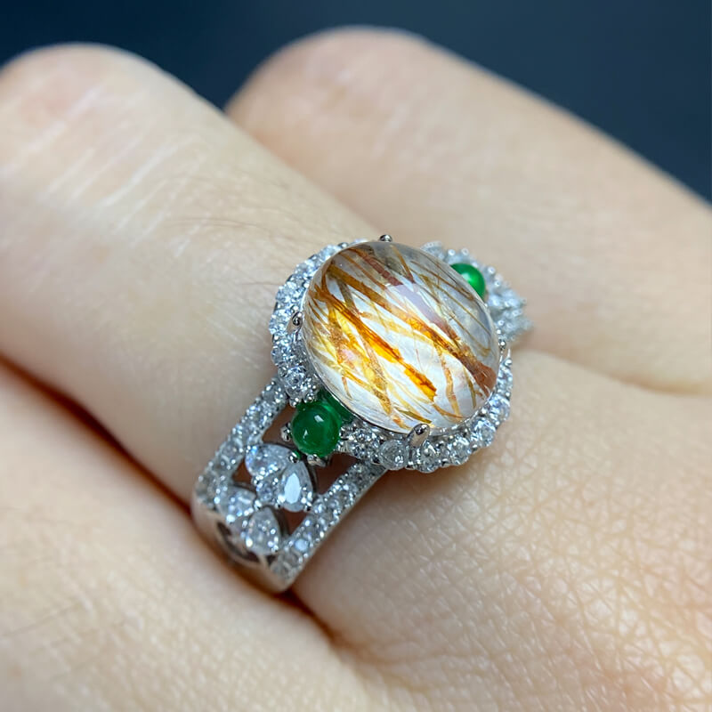 Aurora Hollow Super Seven Halo Silver Ring