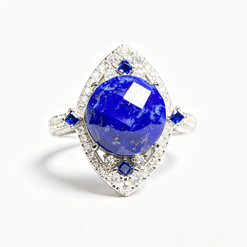 Maren Geometric Lapis Lazuli Silver Ring