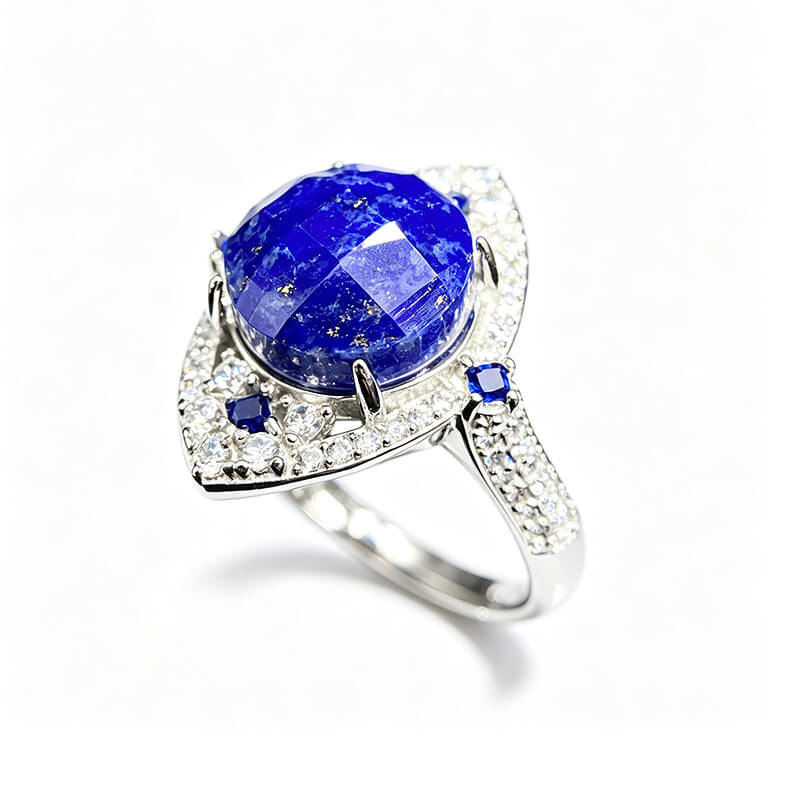 Maren Geometric Lapis Lazuli Silver Ring