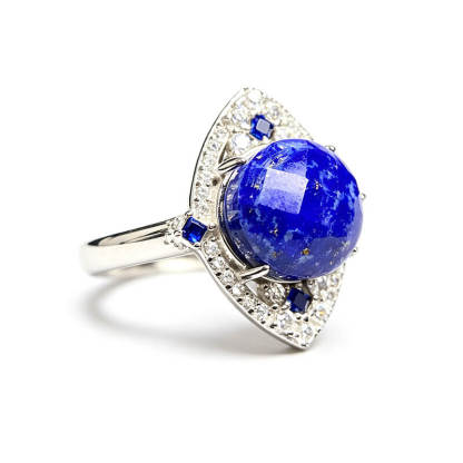 Maren Geometric Lapis Lazuli Silver Ring