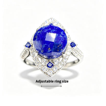 Maren Geometric Lapis Lazuli Silver Ring