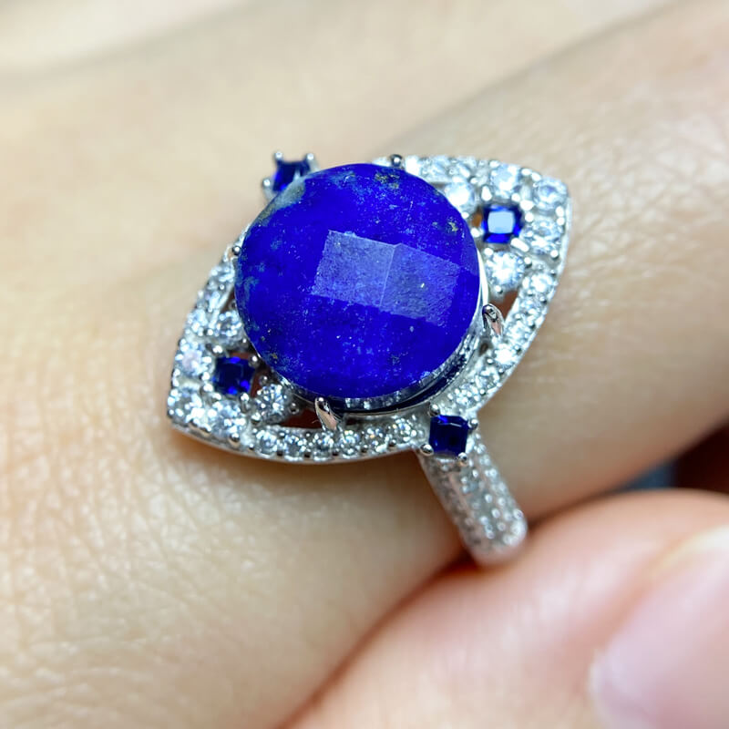 Maren Geometric Lapis Lazuli Silver Ring