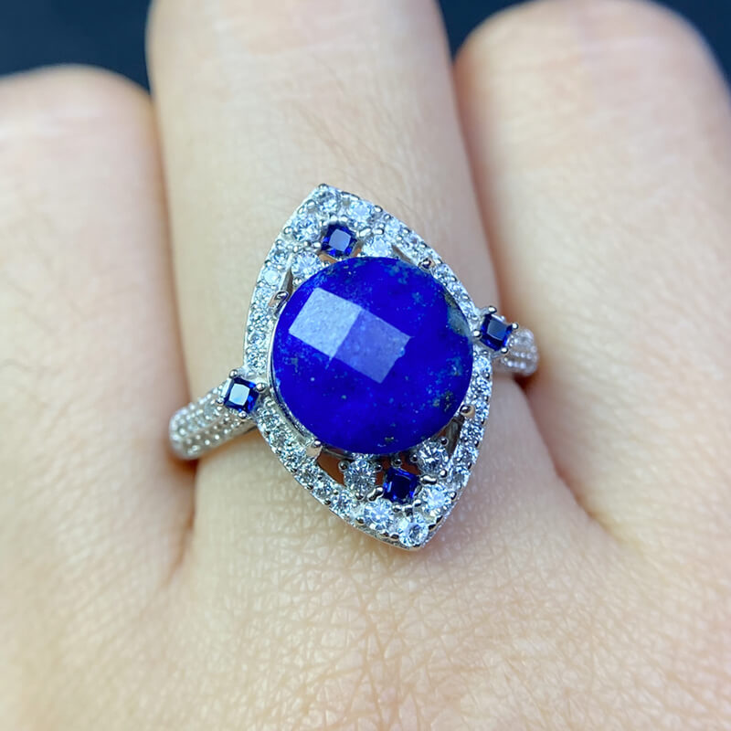 Maren Geometric Lapis Lazuli Silver Ring