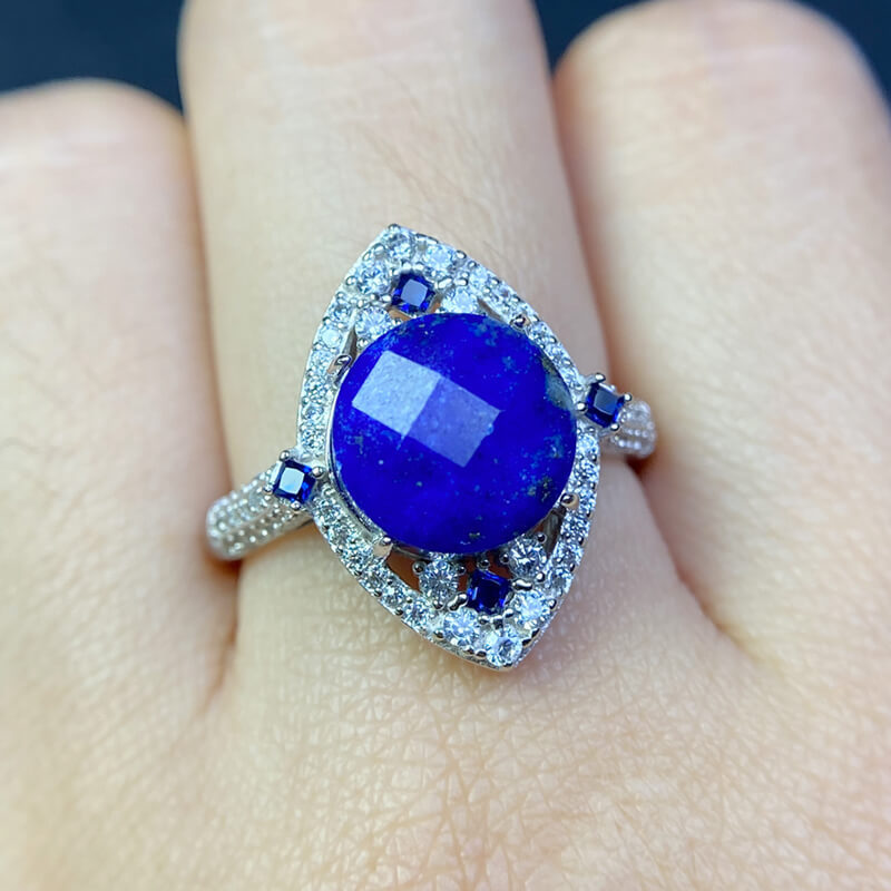 Maren Geometric Lapis Lazuli Silver Ring