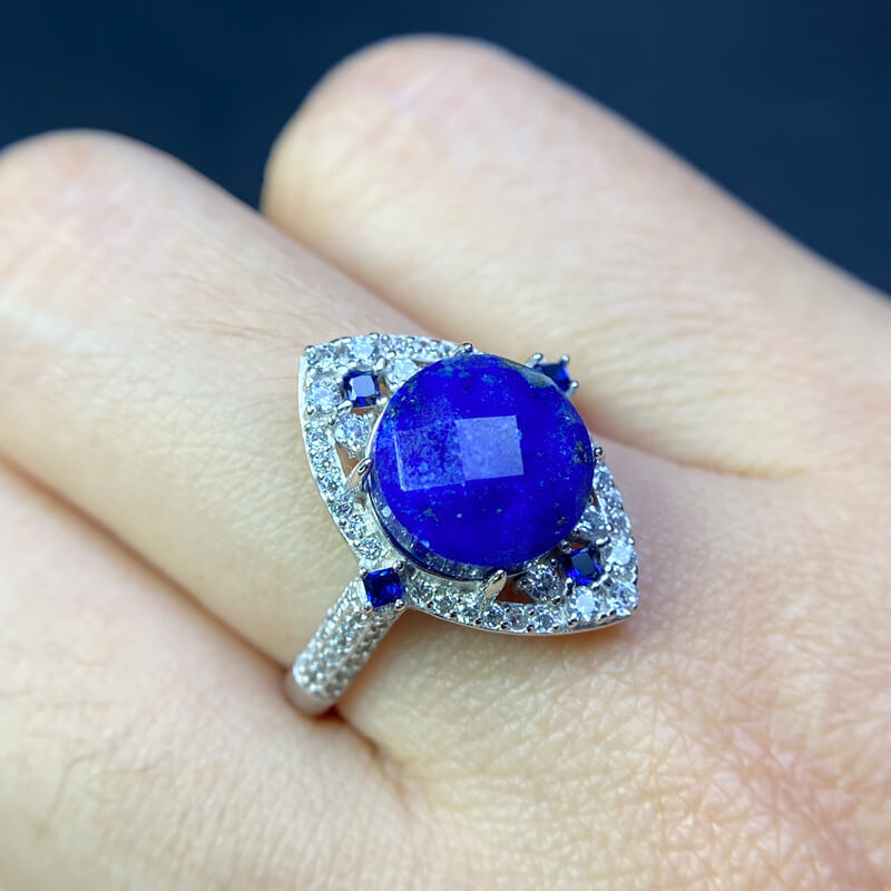 Maren Geometric Lapis Lazuli Silver Ring
