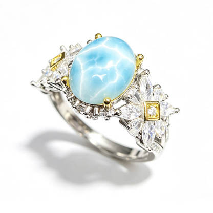 Marina Vintage Coastal Larimar Statement Ring