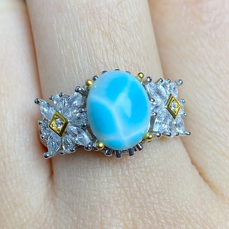 Marina Vintage Coastal Larimar Statement Ring