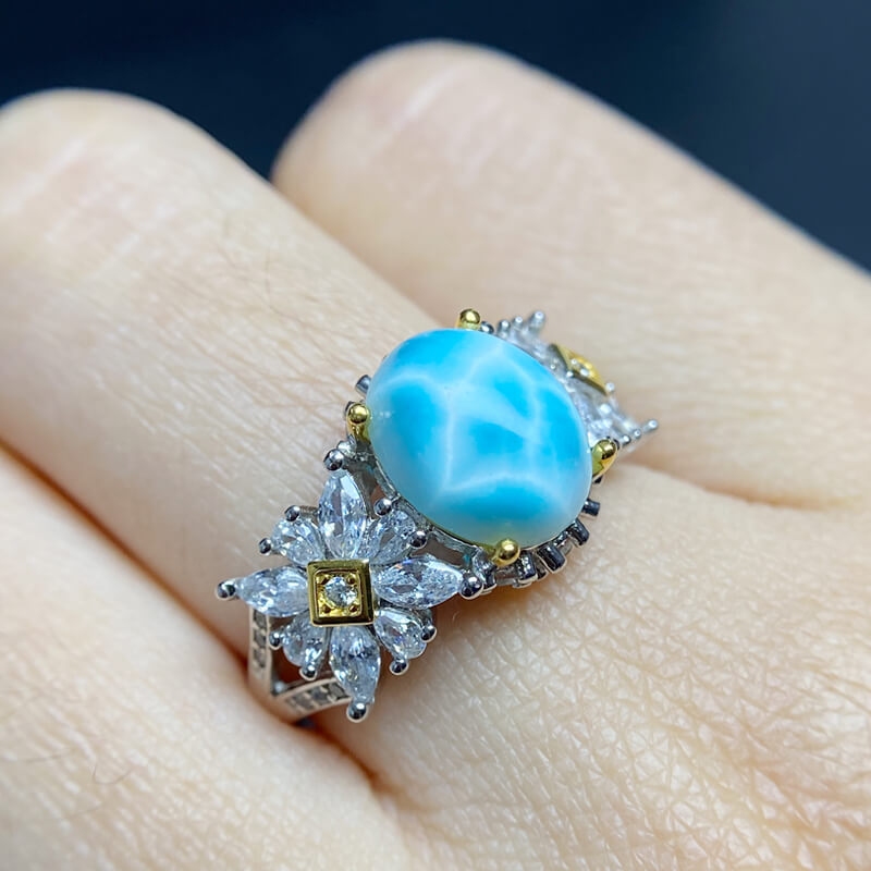 Marina Vintage Coastal Larimar Statement Ring