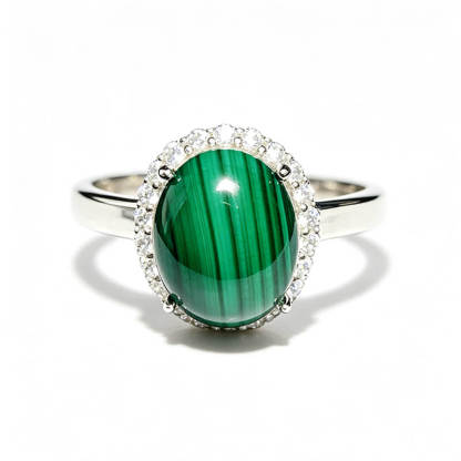 Corona Halo Malachite Silver Ring