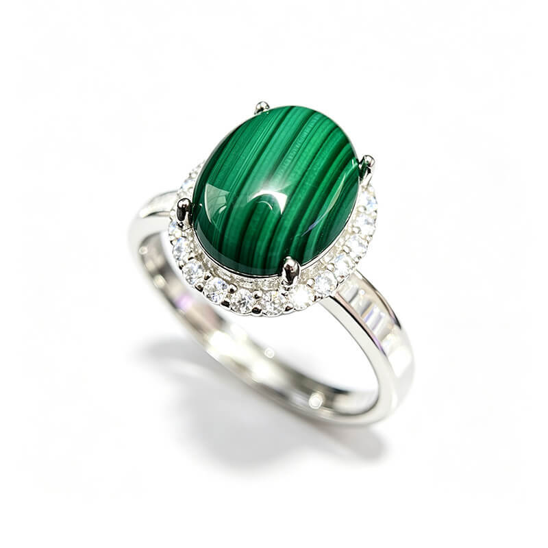 Corona Halo Malachite Silver Ring