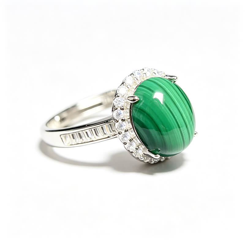 Corona Halo Malachite Silver Ring