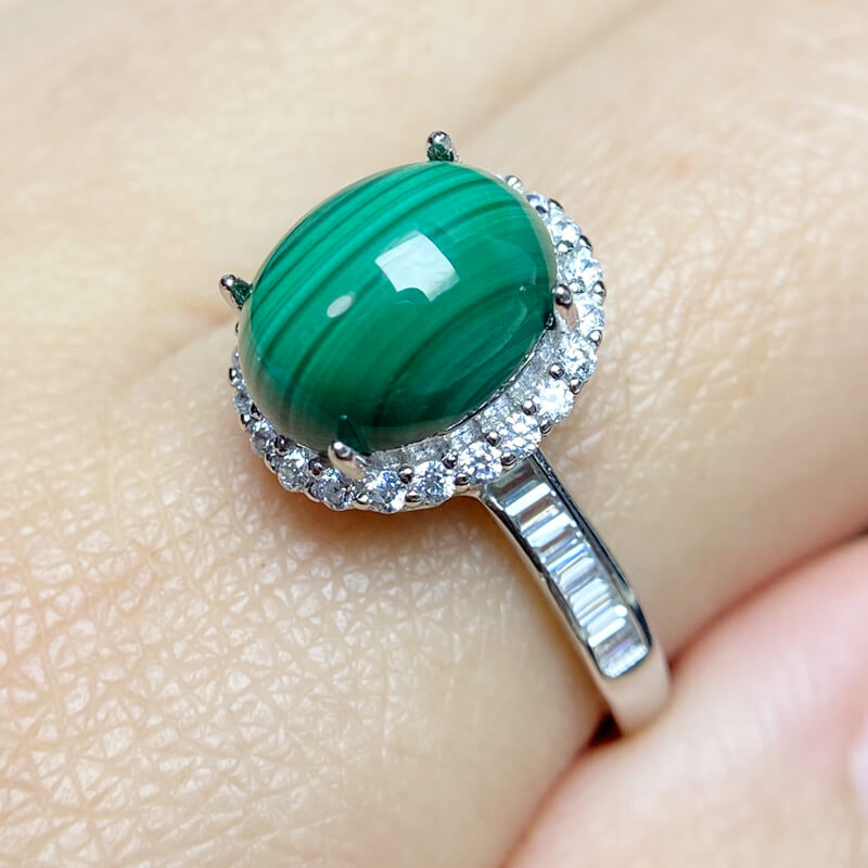 Corona Halo Malachite Silver Ring