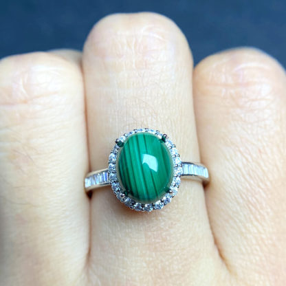 Corona Halo Malachite Silver Ring
