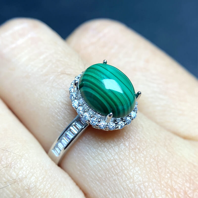 Corona Halo Malachite Silver Ring