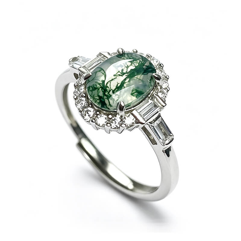 Seren Nature Moss Agate Statement Ring