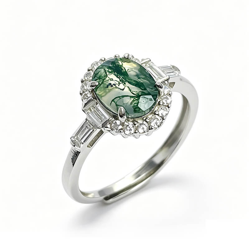 Seren Nature Moss Agate Statement Ring