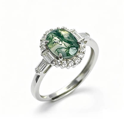 Seren Nature Moss Agate Statement Ring