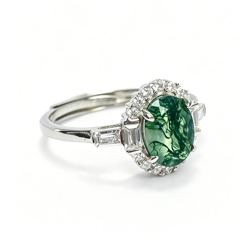 Seren Nature Moss Agate Statement Ring