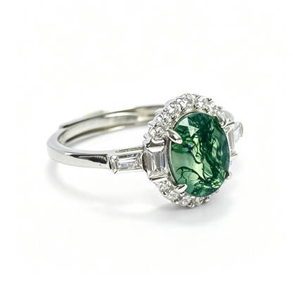 Seren Nature Moss Agate Statement Ring