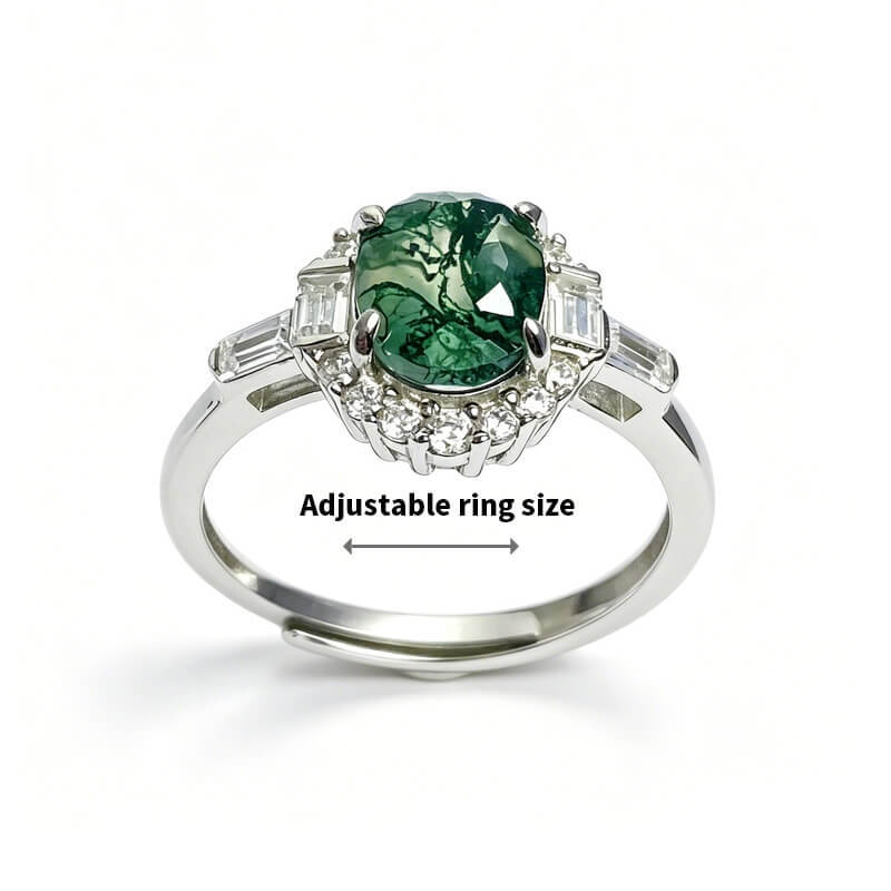 Seren Nature Moss Agate Statement Ring