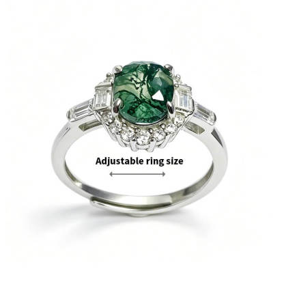 Seren Nature Moss Agate Statement Ring