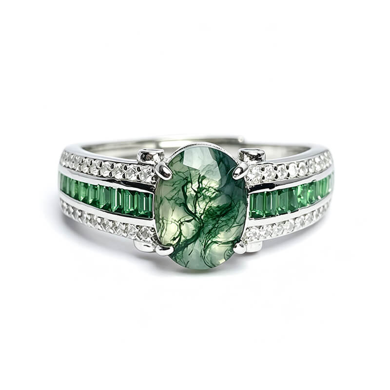 Florentina Moss Agate Open Ring