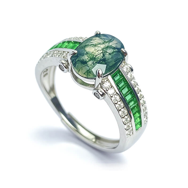 Florentina Moss Agate Open Ring
