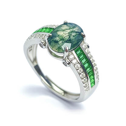 Florentina Moss Agate Open Ring