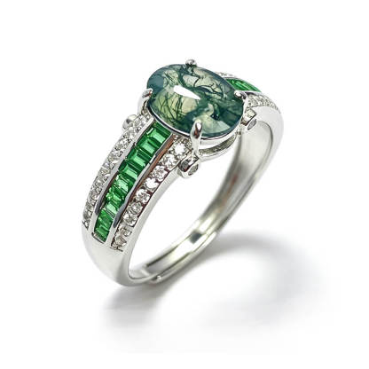 Florentina Moss Agate Open Ring