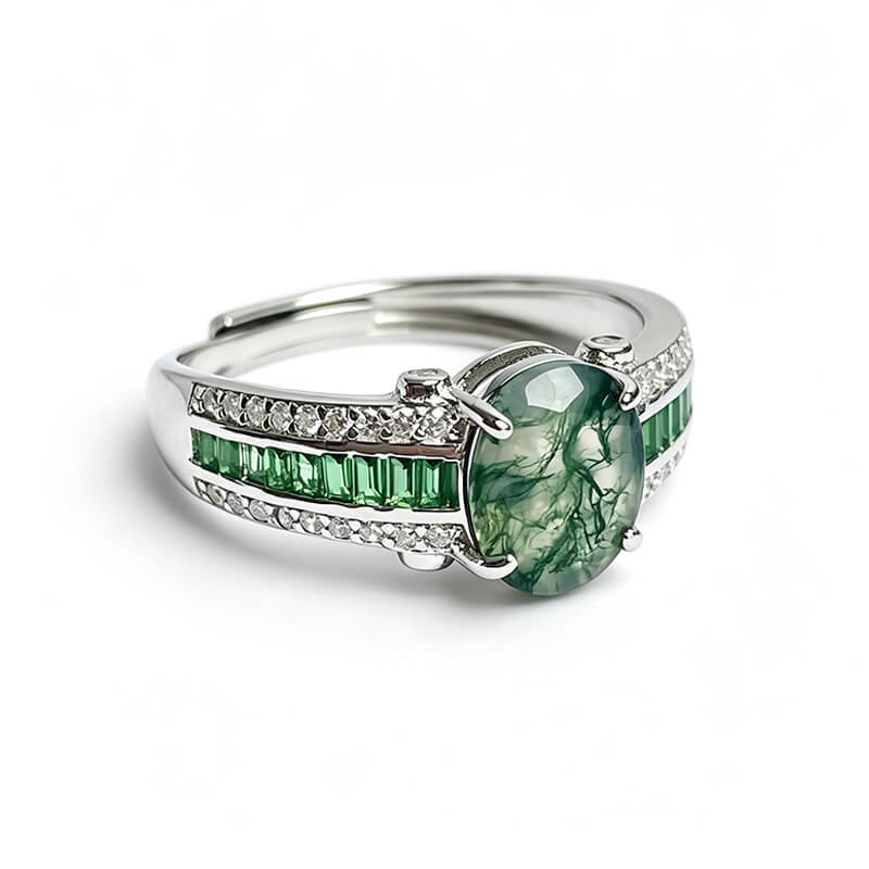 Florentina Moss Agate Open Ring