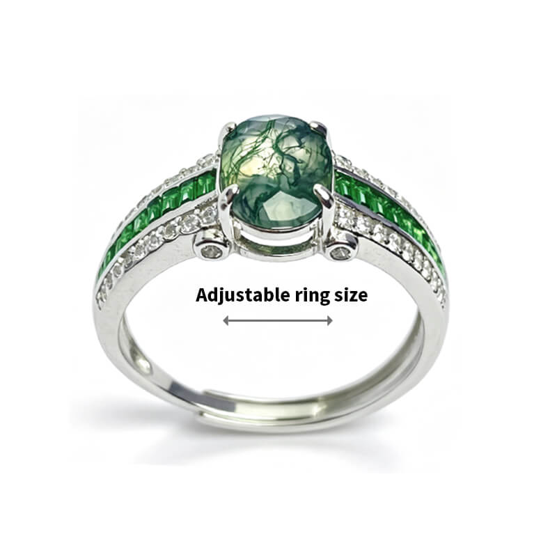 Florentina Moss Agate Open Ring