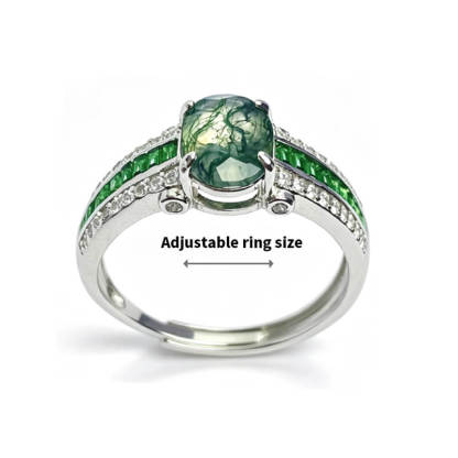Florentina Moss Agate Open Ring