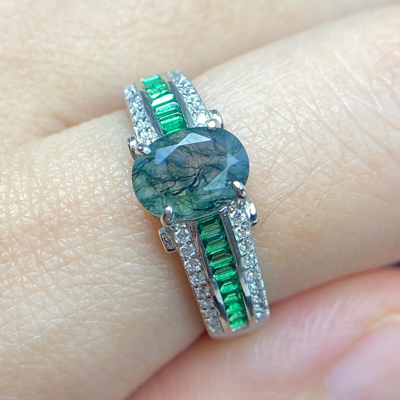Florentina Moss Agate Open Ring