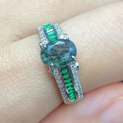 Florentina Moss Agate Open Ring